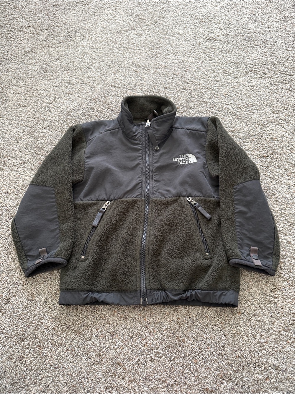 The North Face Kids Denali fleece jacket olive green/gray XXS